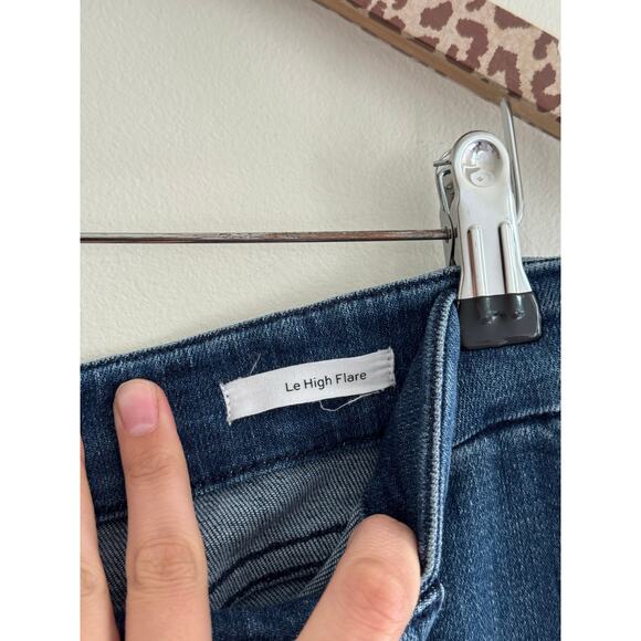 FRAME Le High Flare Trapunto Stitch Jeans in Aurora Size 33 - Picture 6 of 7